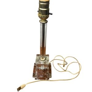 Vintage Mid-Century‎ Clear Etched Glass Table Lamp